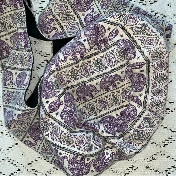 Canvas Elephant Print Hobo Sling Bag - Picture 8 of 10